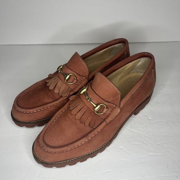 Vintage Gucci Terracotta Suede Leather Horsebit Loafers - Picture 1 of 6